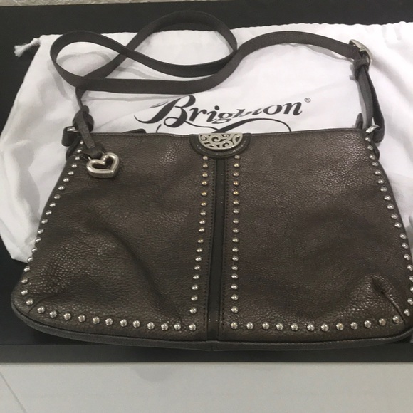 Brighton Handbags - BRIGHTON TOUGH REX PEWTER LEATHER CROSSBODY